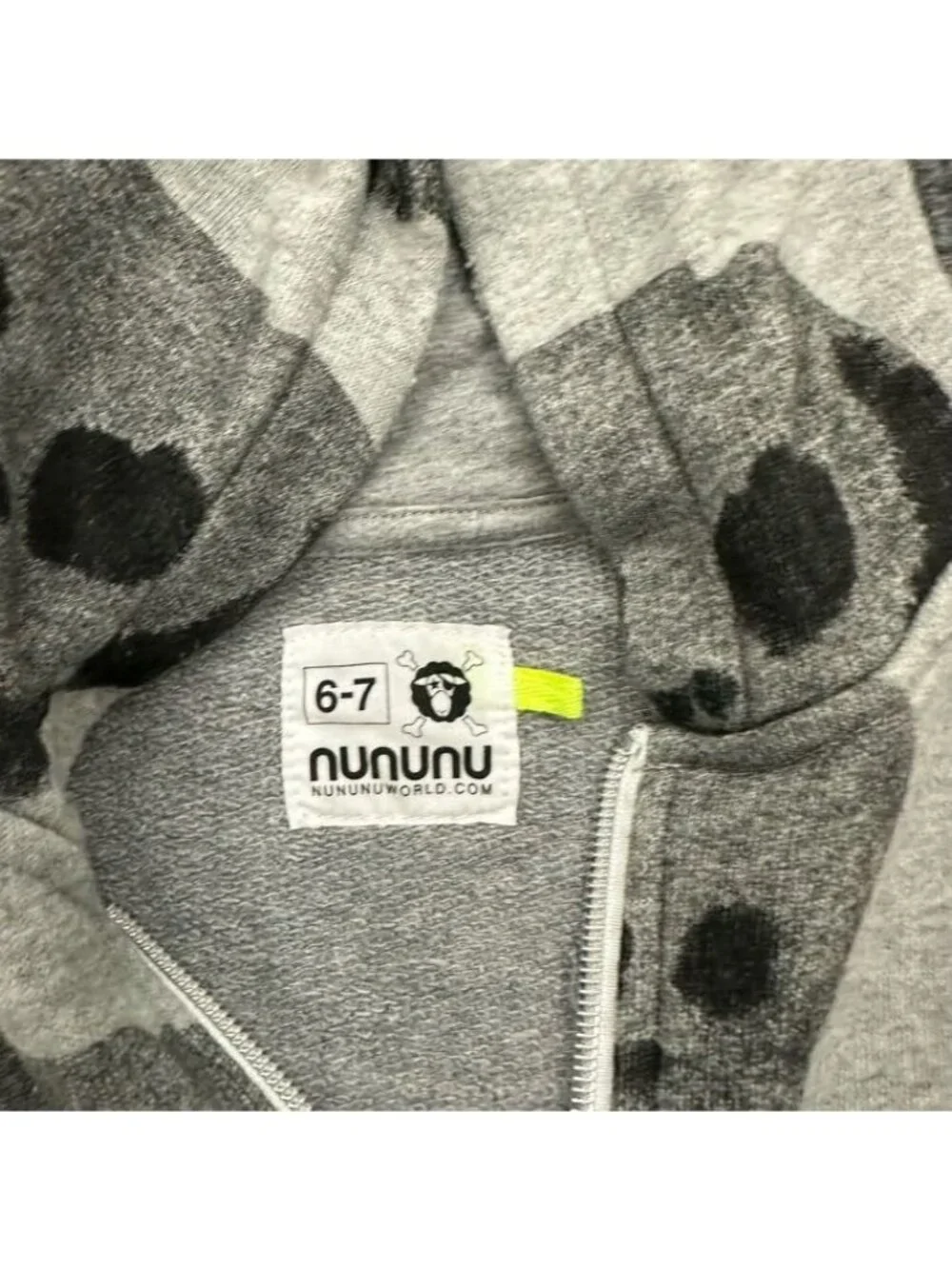 Nununu All Over Skull Print Full Zip Hooded Sweatshirt 100% Cotton Boys sz 6-7